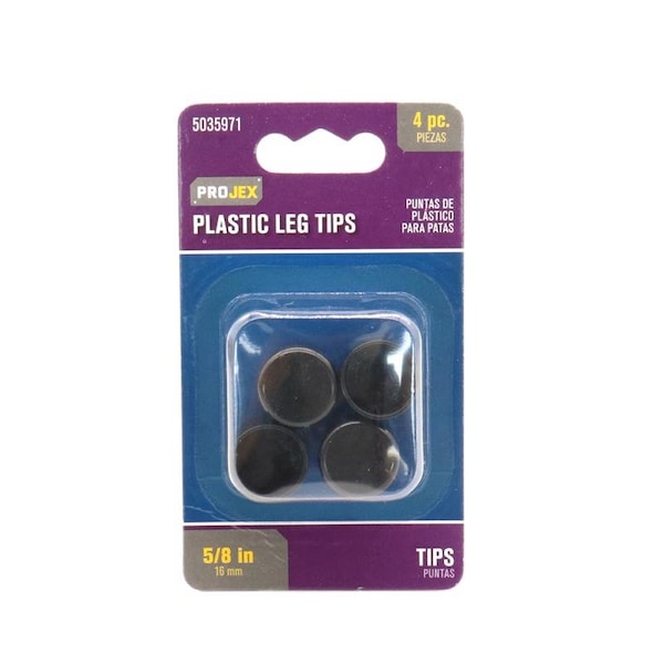 Projex Projex Plastic Leg Tip Black Round 5/8 in. W 4 pk P0074 - main